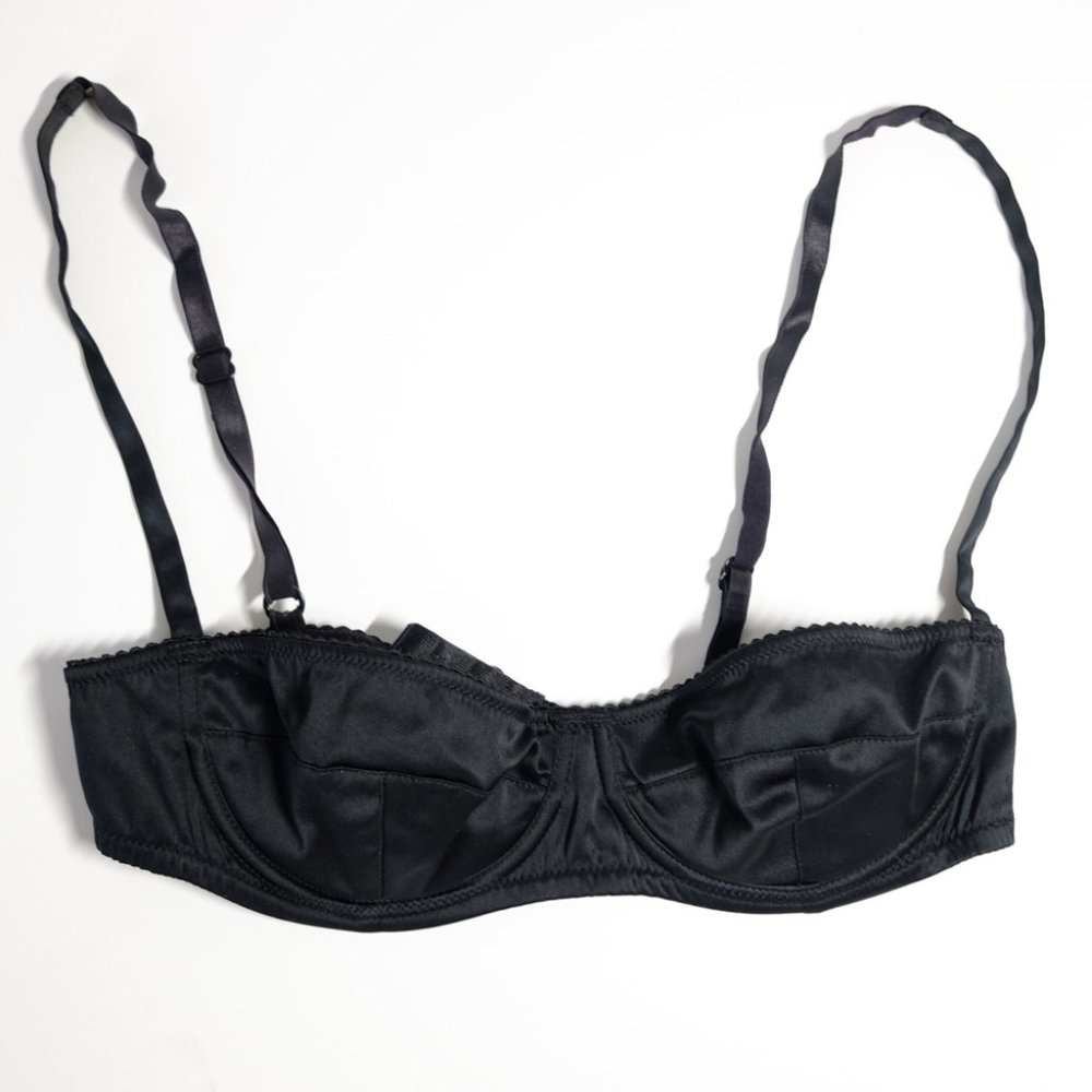 Dolce & Gabbana Black Silk Balconette Bra 40 Italy